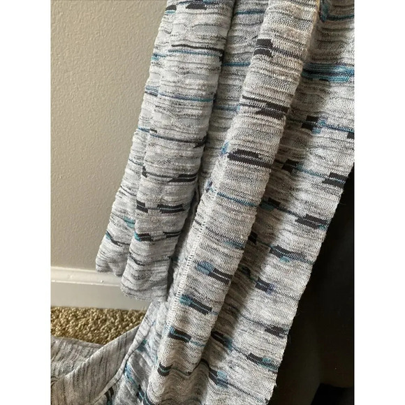 Nic + Zoe Medium Gray Blue Open Front Duster Cardigan Sweater Boho Women Geo - Picture 10 of 13